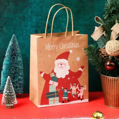 Gifts Bags Kraft Paper Christmas Wrapping Kraft Paper DIY Craft Twist String Striple Hang Card Recyclable Reusable Wrap Decorations Personalised Storage Present